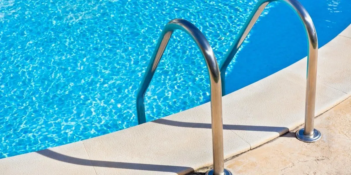 ladder of a swimming pool horizontal shot ladder of a swimming pool horizontal shot