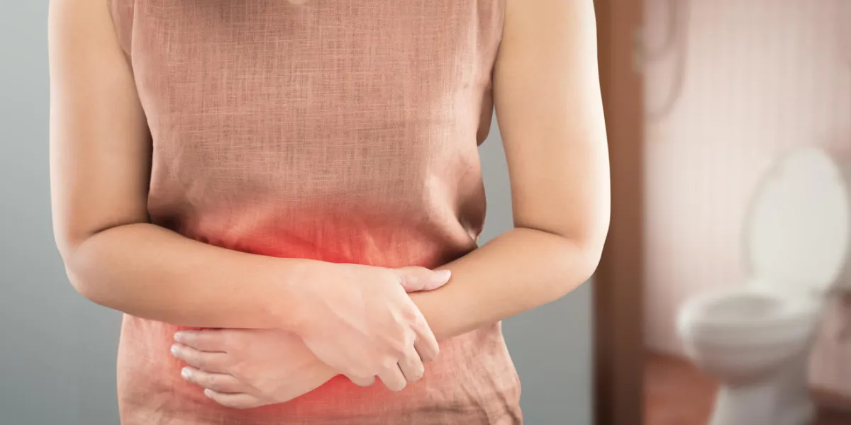 the woman wake up for go to restroom people with diarrhea problem concept