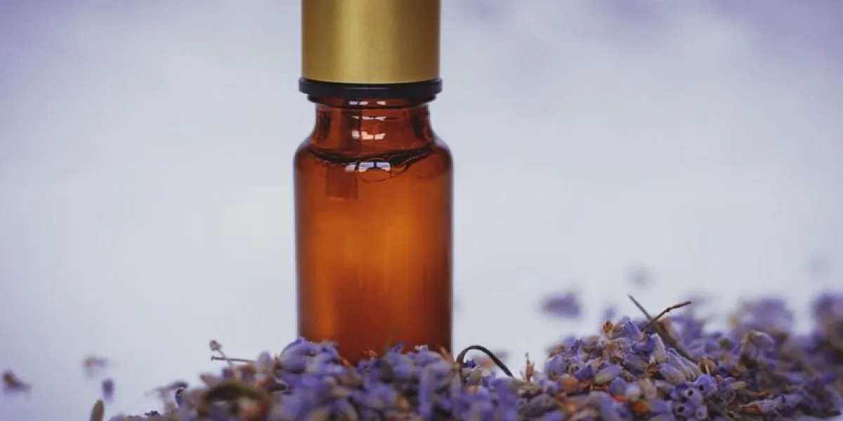 bottle of lavender essential oil