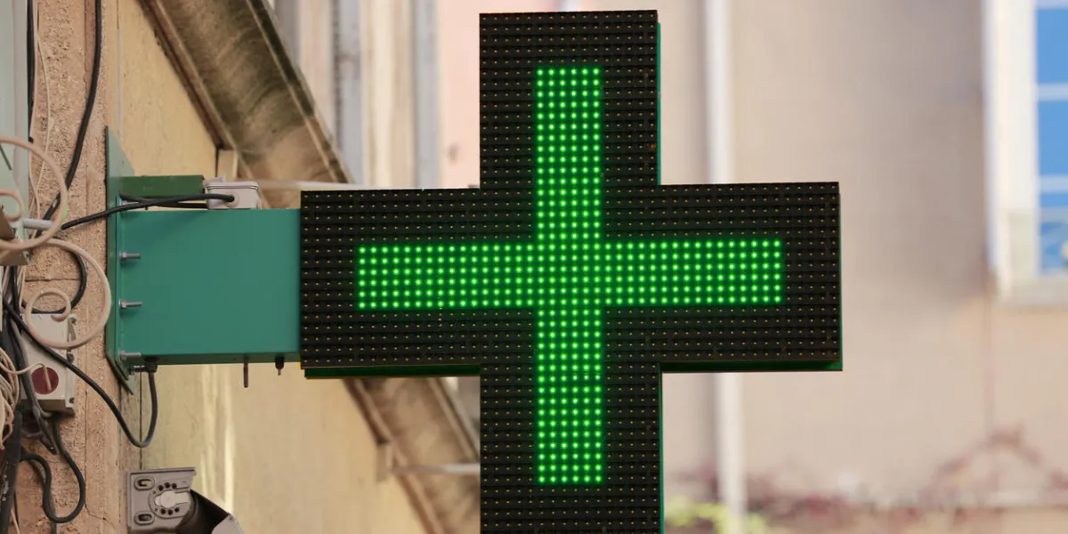 pharmacy neon sign pharmacy store in france