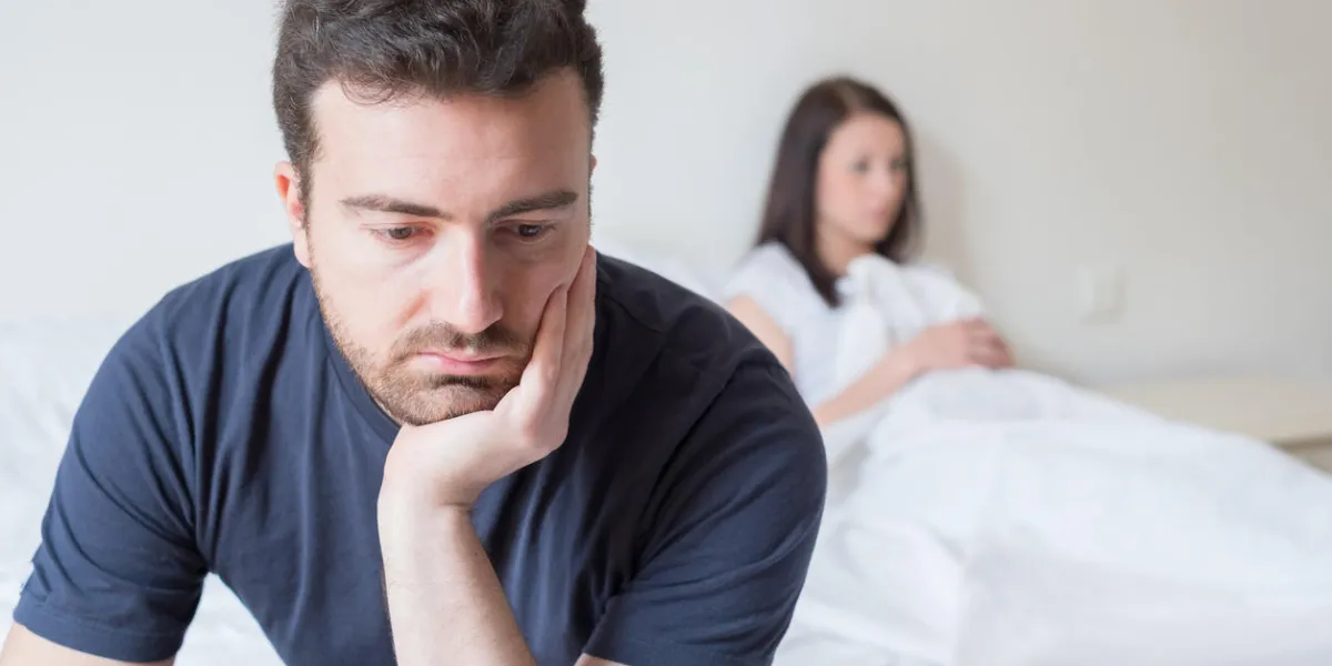 sad and thoughtful man after arguing with his girlfriend