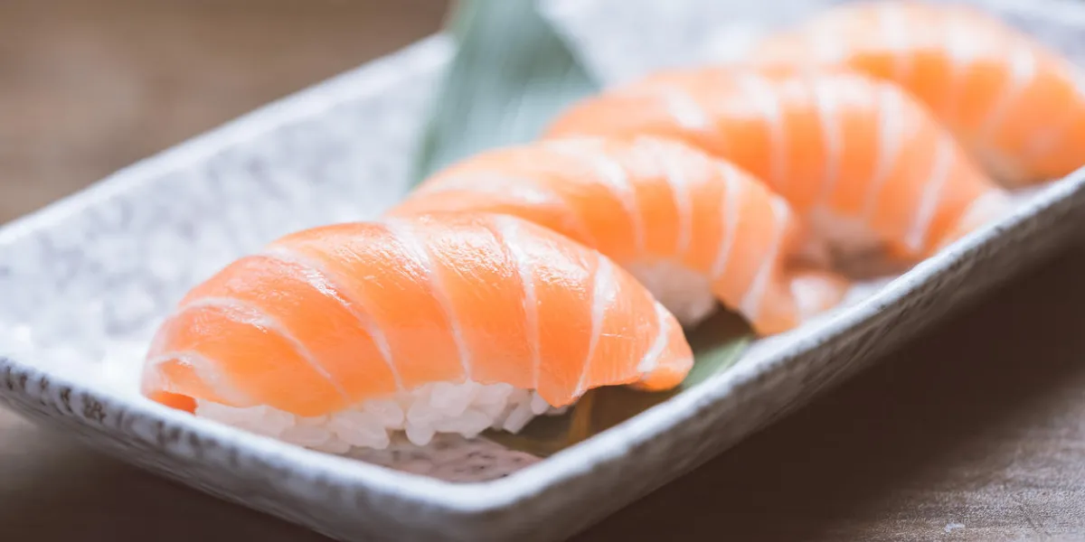 toro salmon or fatty salmon sushi, background concept toro salmon or fatty salmon sushi, background concept