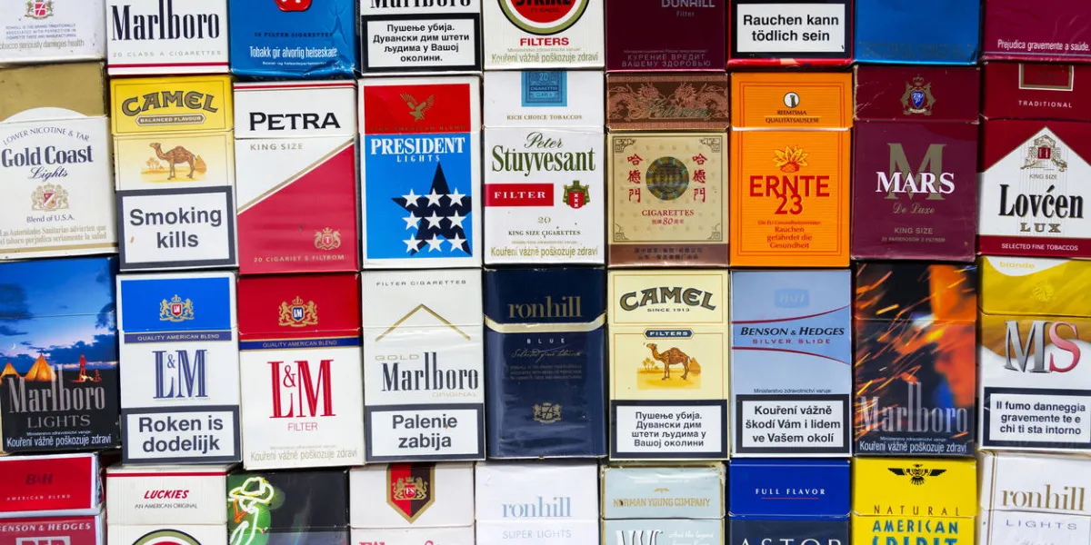 prague, czech republic - march 25, 2017 many packs of different cigarettes photographed with top view flat lay composition on march 25, 2017 in prague, czech republic prague, czech republic - march 25, 2017 many packs of different cigarettes photographed with top view flat lay composition on march 25, 2017 in prague, czech republic