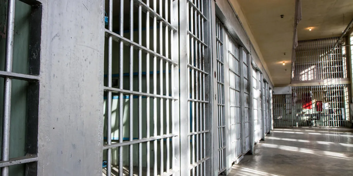 old priston with it's bars locked up old priston with it's bars locked up