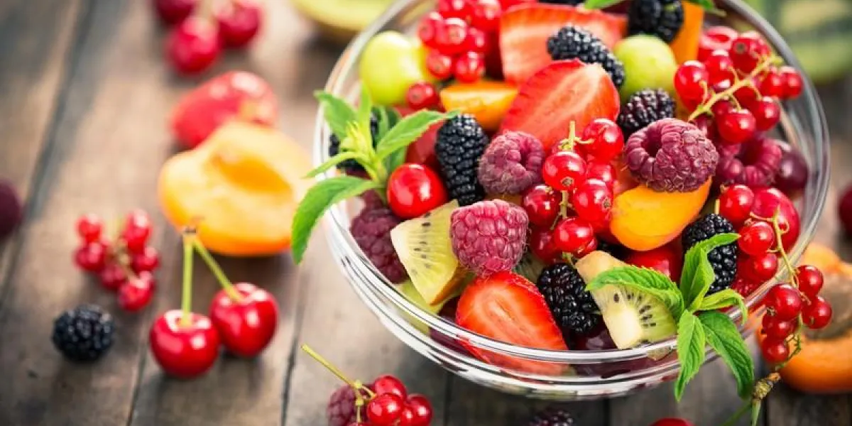 fresh fruit salad in the bowl
