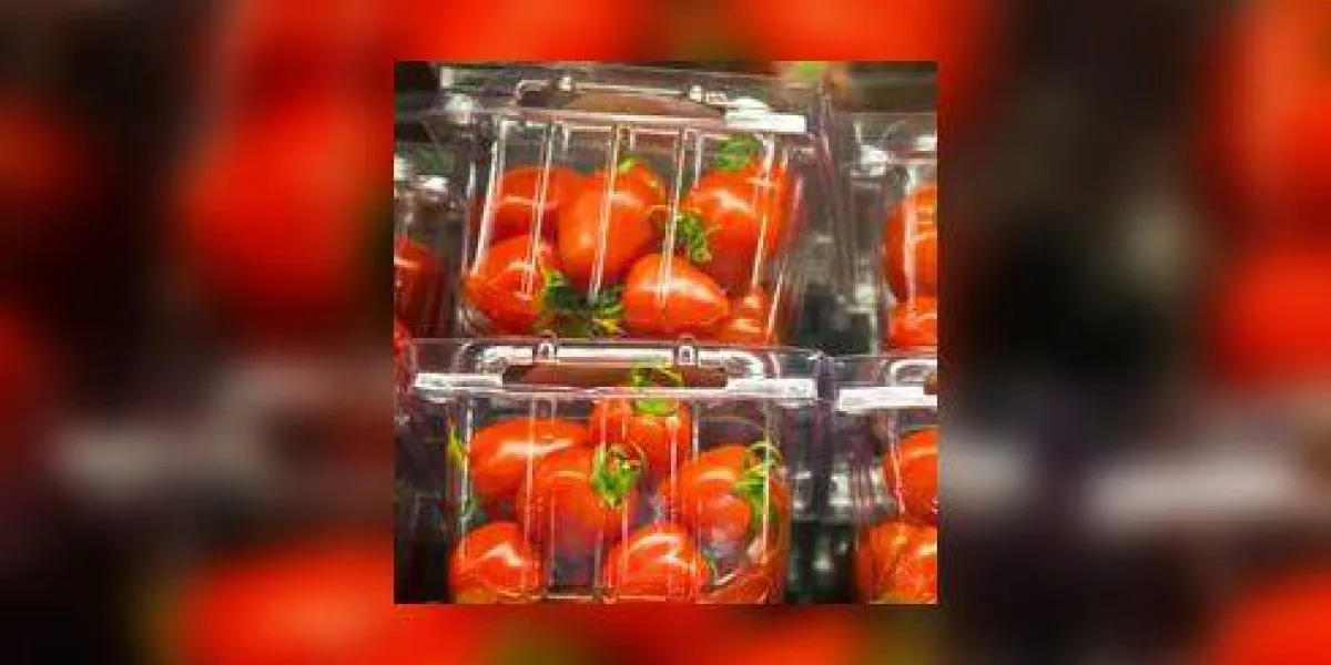tomates cerises dans un récipient en plastique tomates cerises dans un récipient en plastique