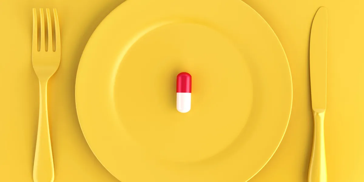 pill on plate food concept 3d illustration pill on plate food concept 3d illustration