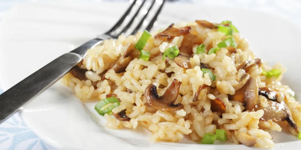 risotto aux champignons closeup risotto aux champignons closeup