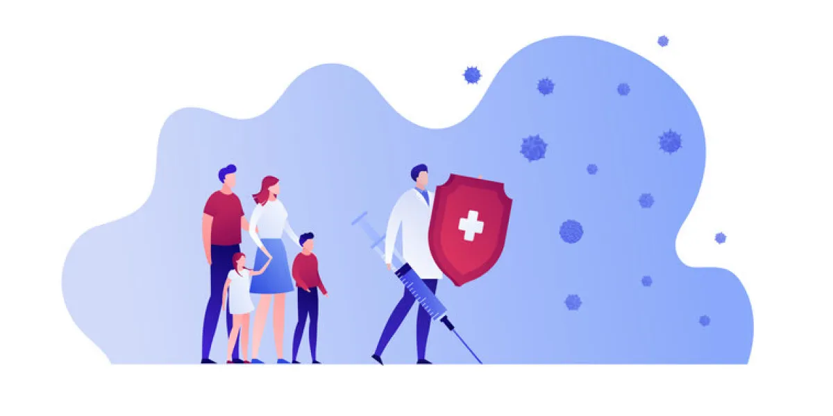 vaccination healthcare concept vector flat people illustration family and hero doctor with shield, vaccine syringe on white design element for medicine banner, poster, background, web, infographic vaccination healthcare concept vector flat people illustration family and hero doctor with shield, vaccine syringe on white design element for medicine banner, poster, background, web, infographic