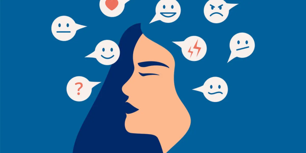 mood swing concept many emotions surround young female with bipolar disorder woman suffers from hormonal with a change in mood mental health vector illustration mood swing concept many emotions surround young female with bipolar disorder woman suffers from hormonal with a change in mood mental health vector illustration