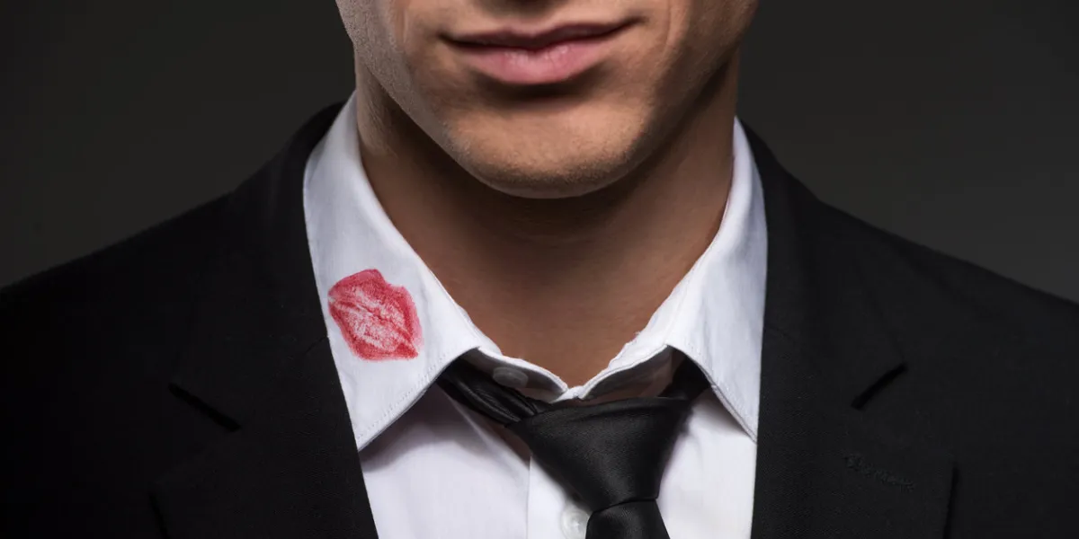 man with lipstick on his collar man with lipstick on his collar