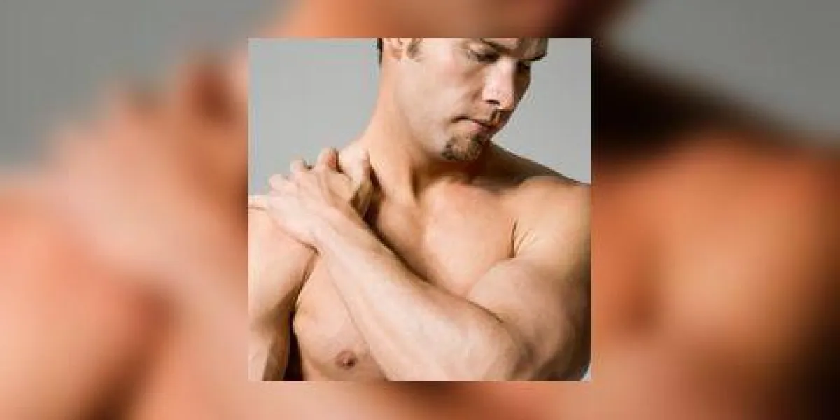 homme, masser, épaule homme, masser, épaule