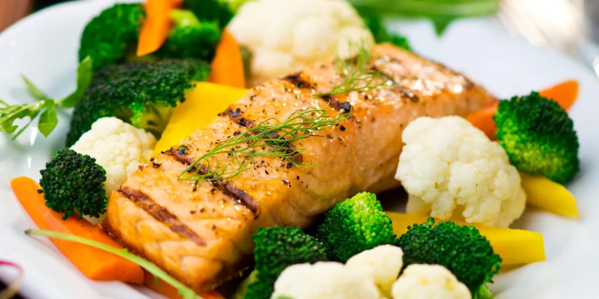 fillet of salmon with cooked vegetables fillet of salmon with cooked vegetables