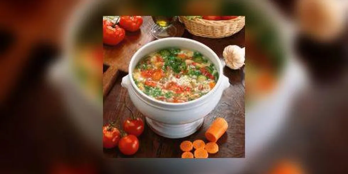 haute vue angle, de, a, pot, de, soupe, gardé, sur, a, compteur, à, assorti, légumes, et, huile olive