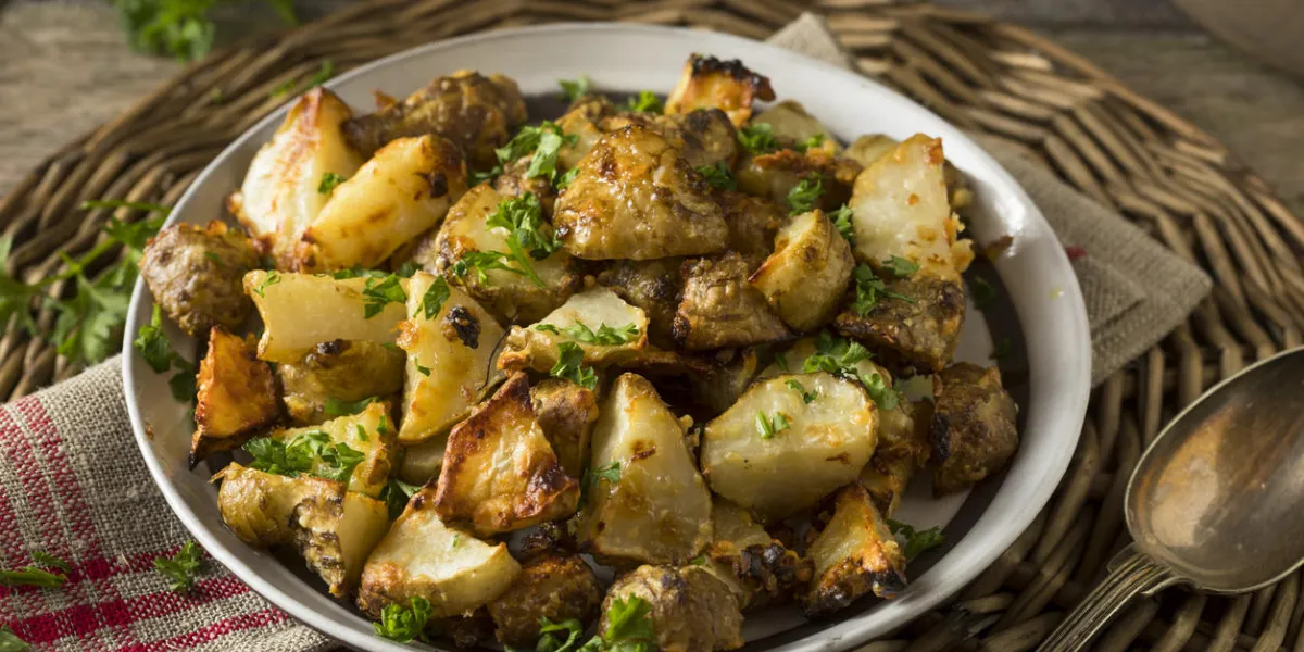 homemade roasted jerusalem artichoke sunchokes with garlic and cheese