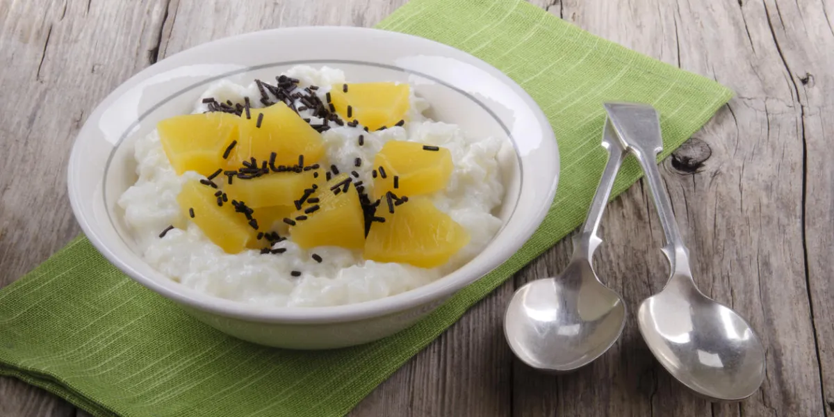 rice pudding with pineapple and chocolate sprinkle rice pudding with pineapple and chocolate sprinkle