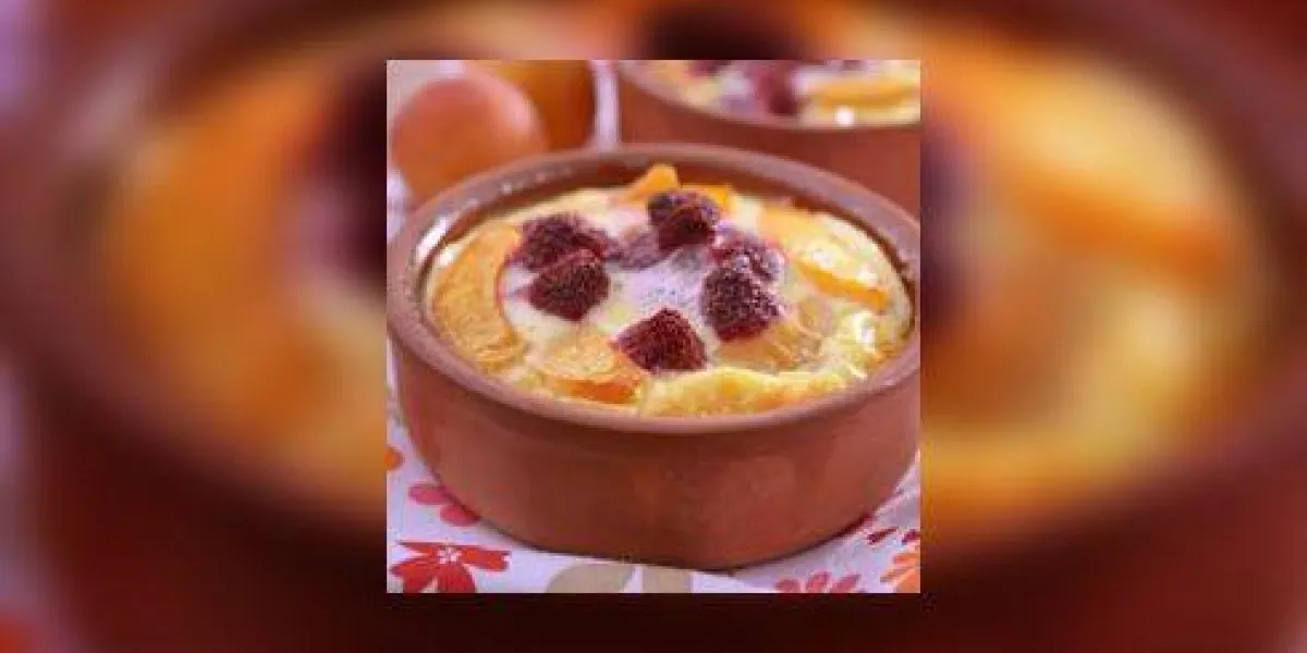 clafoutis aux abricots et aux framboises dans un plat allant au four clafoutis aux abricots et aux framboises dans un plat allant au four