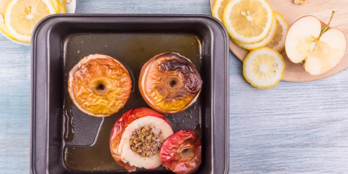 instant pot baked apples, crock pot apple crisp - top view