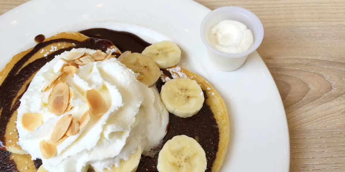 pancakes with banana and chocolate cream pancakes with banana and chocolate cream