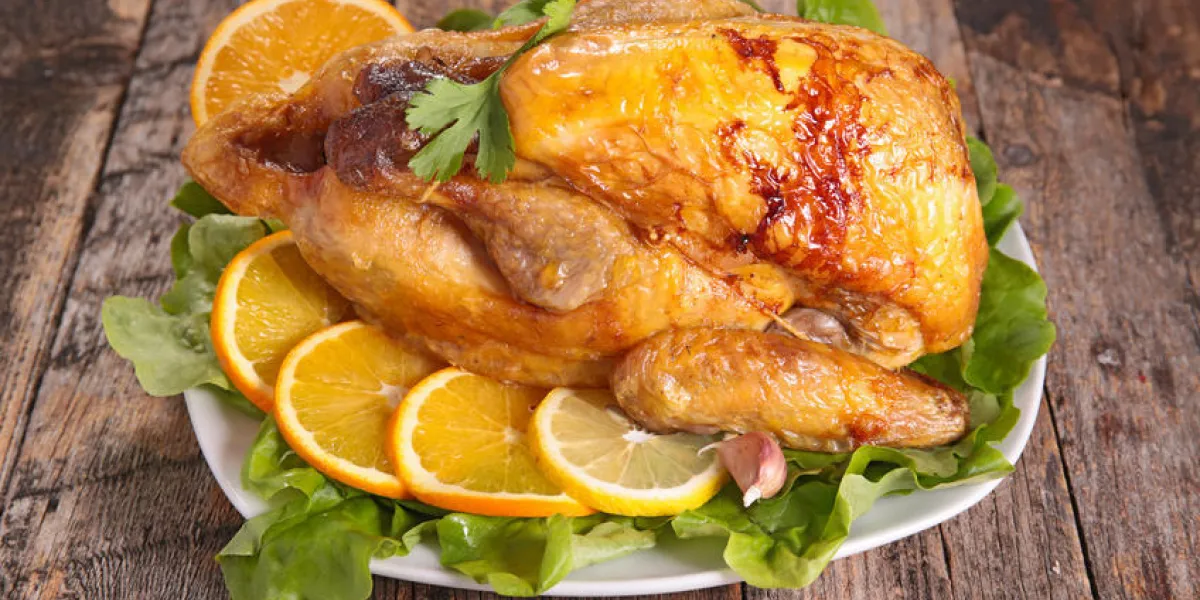 viande rôtie à l'orange
